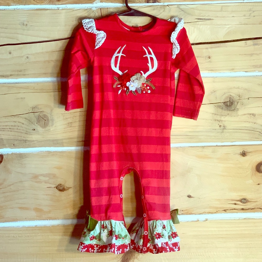 Ric Rac and Ruffles striped Christmas romper